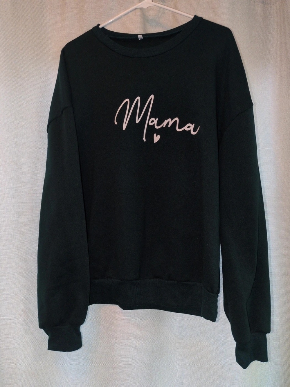 Mama Script Crewneck Sweatshirt - Black with Pink Script